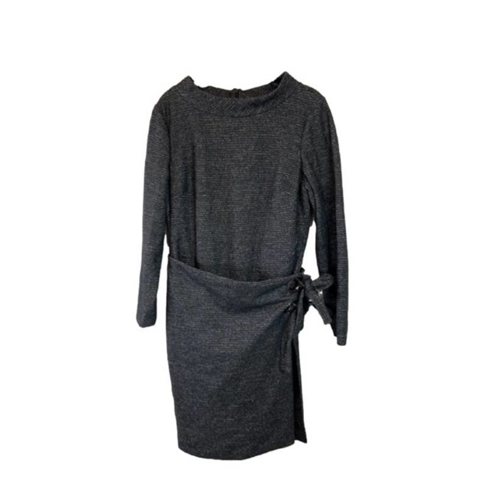 Badgley Mischka Charcoal Faux Wrap Dress